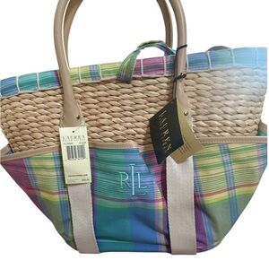 Ralph Lauren Multicolor Plaid Tote Bag
